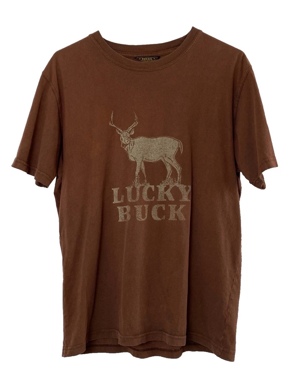 Vintage Fossil  "Lucky Buck" Distressed Graphic Tee - Large